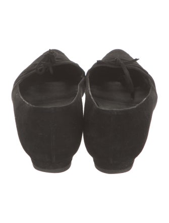 Manolo Blahnik Suede Bow Accents Ballet Flats