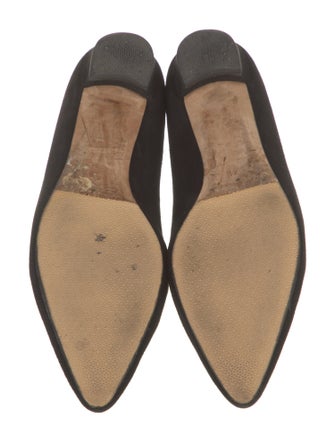 Manolo Blahnik Suede Bow Accents Ballet Flats