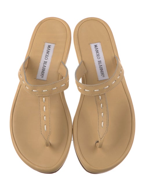 Manolo Blahnik Leather T-Strap Sandals