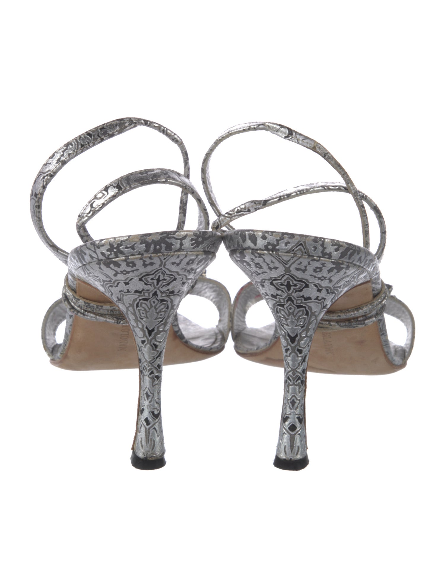 Manolo Blahnik Leather Crystal Embellishments Sandals
