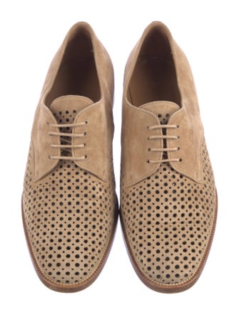 Manolo Blahnik Suede Lasercut Accents Oxfords