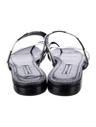 Manolo Blahnik Leather Printed Slides