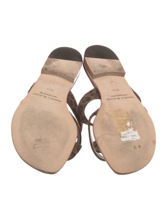 Manolo Blahnik Suede Animal Print Slides