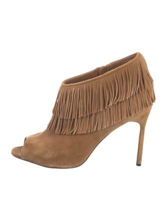 Manolo Blahnik Suede Fringe Trim Accent Pumps