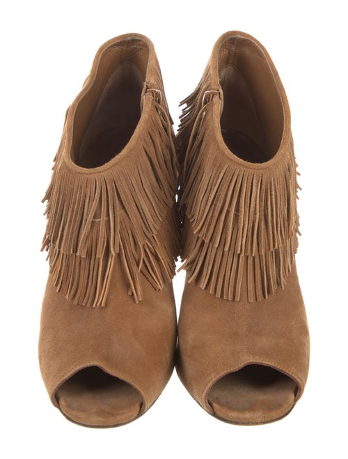 Manolo Blahnik Suede Fringe Trim Accent Pumps