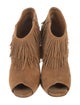 Manolo Blahnik Suede Fringe Trim Accent Pumps