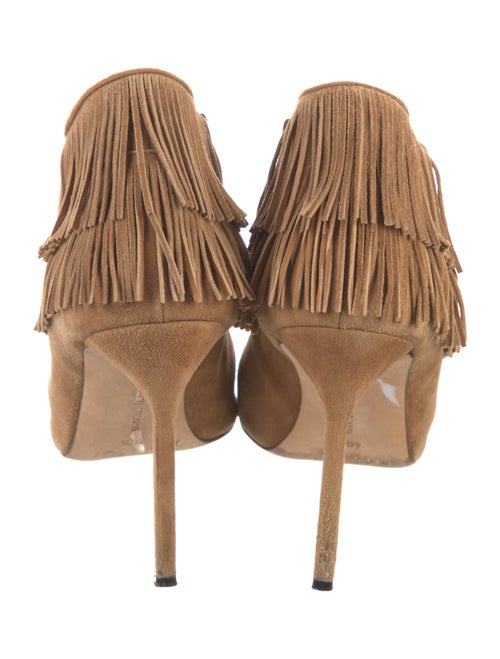 Manolo Blahnik Suede Fringe Trim Accent Pumps