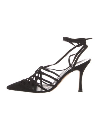 Manolo Blahnik Suede Slingback Pumps