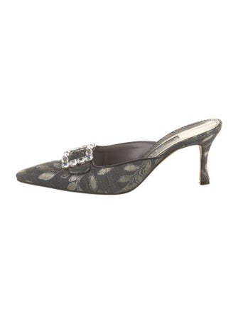 Manolo Blahnik Printed Crystal Embellishments Mules