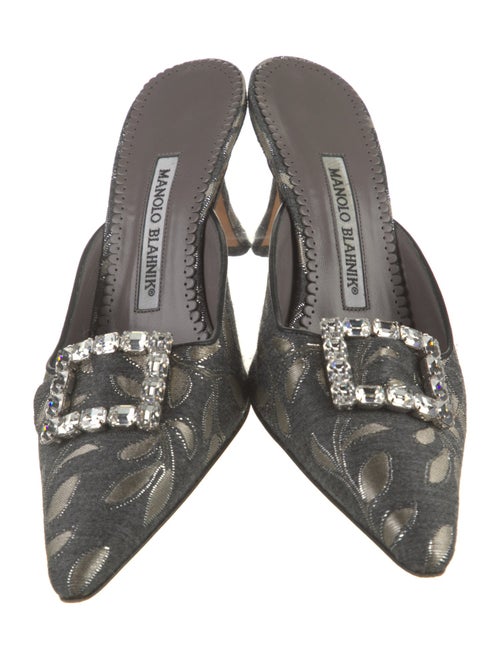 Manolo Blahnik Printed Crystal Embellishments Mules