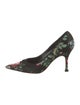 Manolo Blahnik Satin Floral Print Pumps