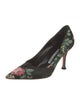 Manolo Blahnik Satin Floral Print Pumps