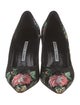 Manolo Blahnik Satin Floral Print Pumps