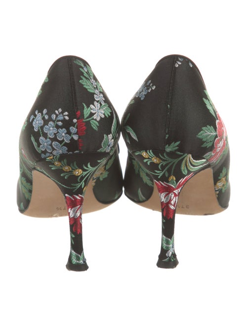Manolo Blahnik Satin Floral Print Pumps