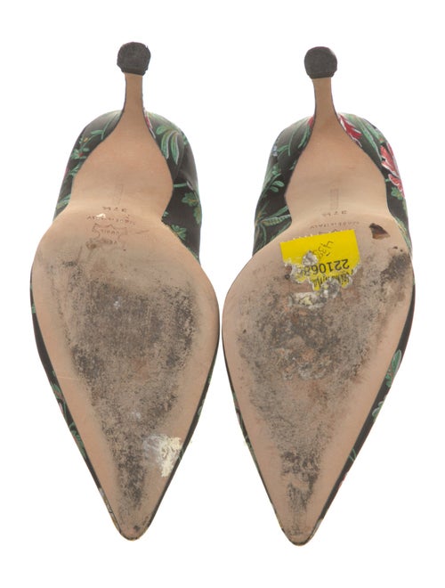 Manolo Blahnik Satin Floral Print Pumps