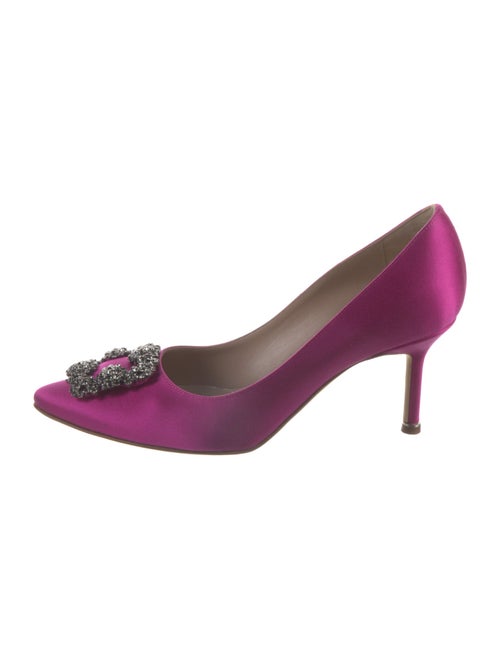 Manolo Blahnik Satin Crystal Embellishments Pumps