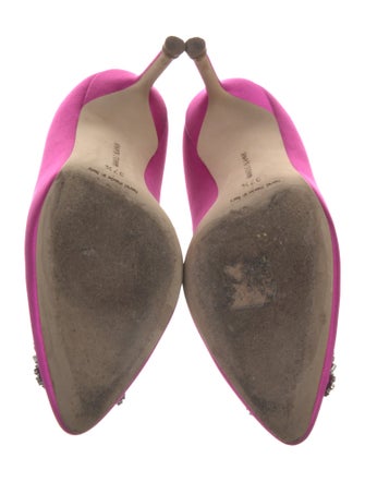 Manolo Blahnik Satin Crystal Embellishments Pumps