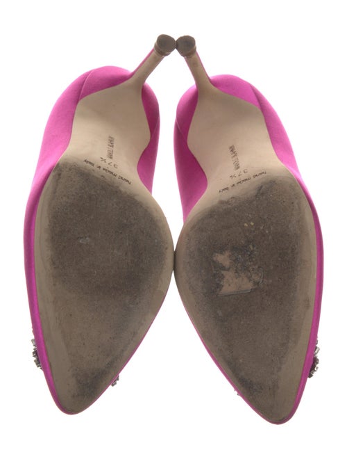 Manolo Blahnik Satin Crystal Embellishments Pumps