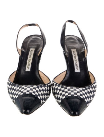 Manolo Blahnik Leather Patterned Slingback Sandals