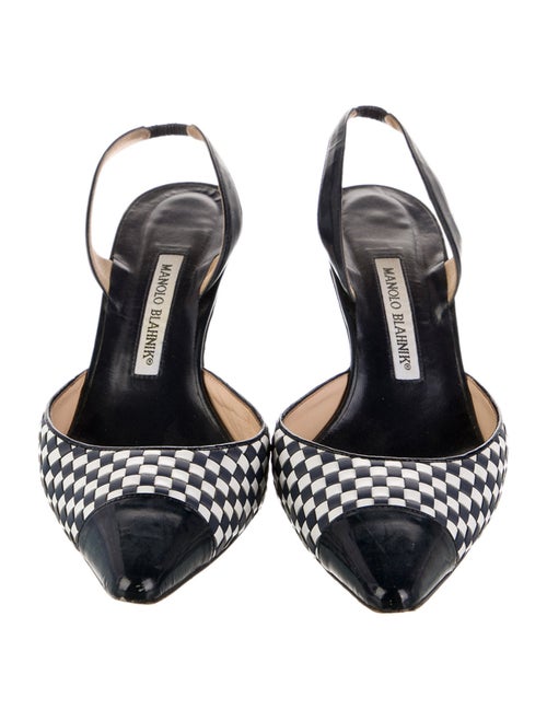 Manolo Blahnik Leather Patterned Slingback Sandals