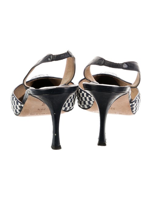Manolo Blahnik Leather Patterned Slingback Sandals