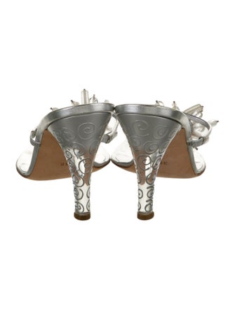 Manolo Blahnik Leather Beaded Accents Slides