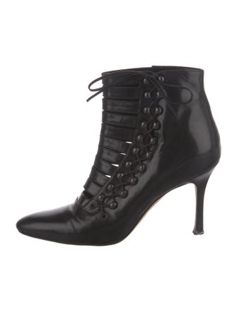 Manolo Blahnik Leather Lace-Up Boots