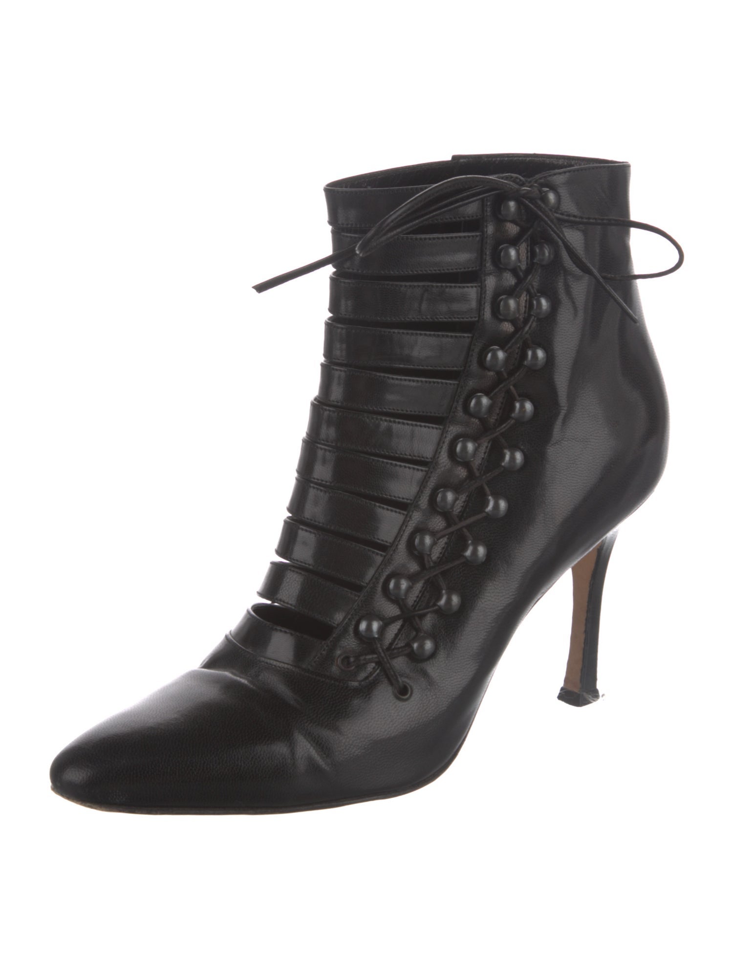 Manolo Blahnik Leather Lace-Up Boots