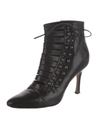 Manolo Blahnik Leather Lace-Up Boots