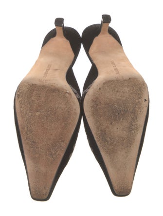 Manolo Blahnik Suede Graphic Print Mules