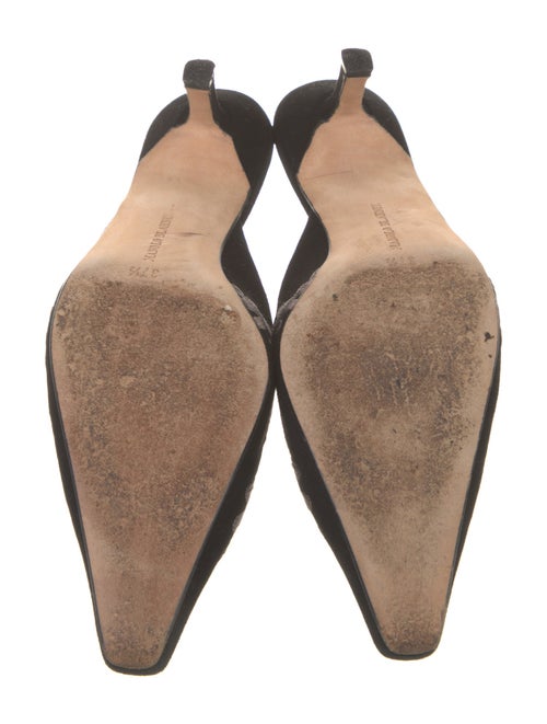 Manolo Blahnik Suede Graphic Print Mules