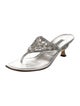 Manolo Blahnik Leather Crystal Embellishments Slides