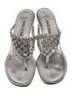 Manolo Blahnik Leather Crystal Embellishments Slides