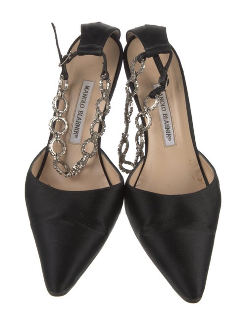 Manolo Blahnik Satin Crystal Embellishments Mules