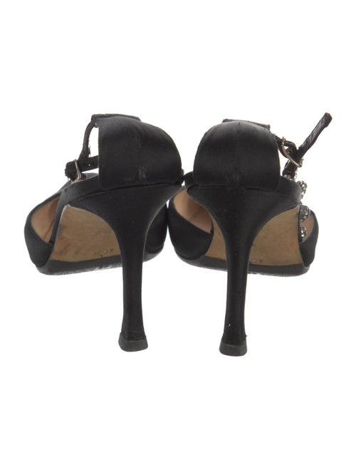 Manolo Blahnik Satin Crystal Embellishments Mules