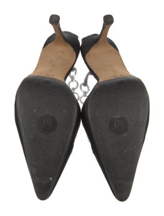 Manolo Blahnik Satin Crystal Embellishments Mules