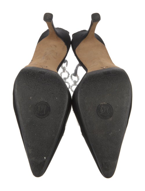 Manolo Blahnik Satin Crystal Embellishments Mules