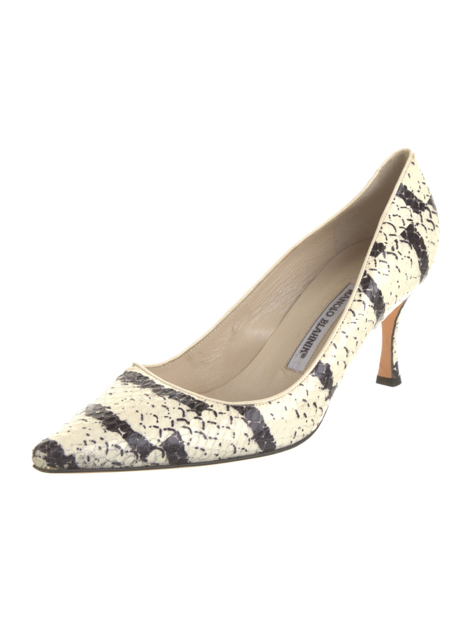 Manolo Blahnik Leather Animal Print Pumps