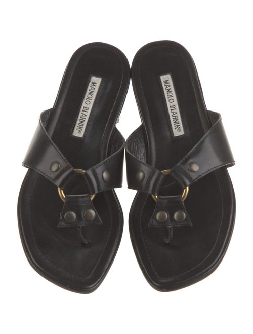 Manolo Blahnik Leather Slides