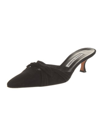 Manolo Blahnik Suede Bow Accents Mules