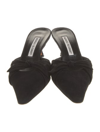 Manolo Blahnik Suede Bow Accents Mules
