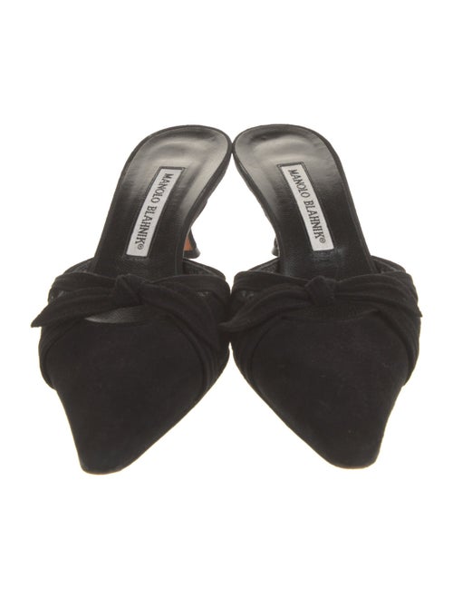 Manolo Blahnik Suede Bow Accents Mules