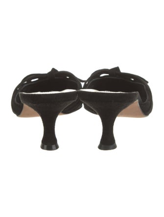 Manolo Blahnik Suede Bow Accents Mules