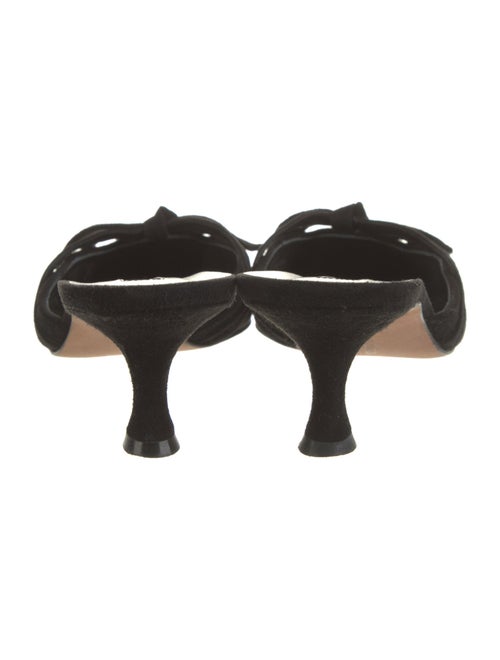 Manolo Blahnik Suede Bow Accents Mules