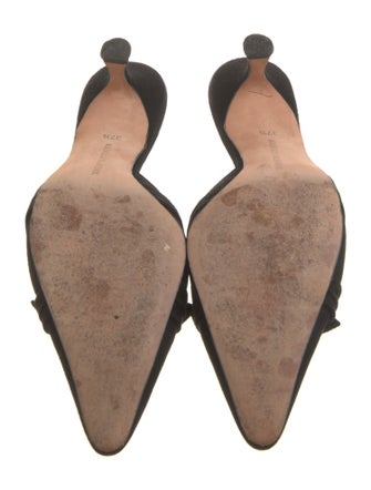 Manolo Blahnik Suede Bow Accents Mules