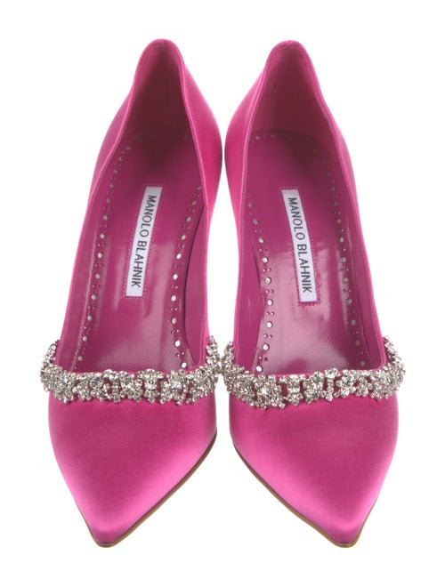 Manolo Blahnik Satin Crystal Embellishments Pumps