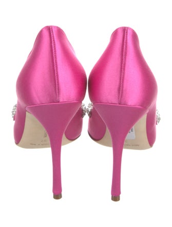 Manolo Blahnik Satin Crystal Embellishments Pumps
