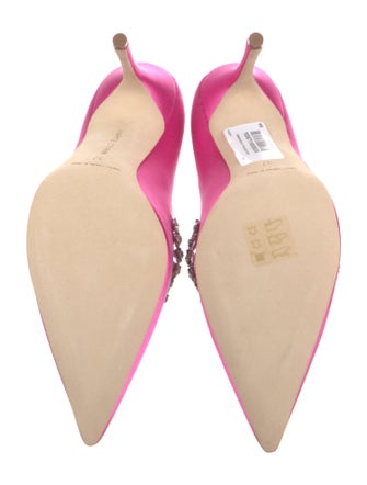 Manolo Blahnik Satin Crystal Embellishments Pumps