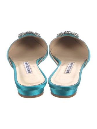 Manolo Blahnik Satin Crystal Embellishments Mules