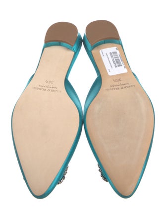 Manolo Blahnik Satin Crystal Embellishments Mules